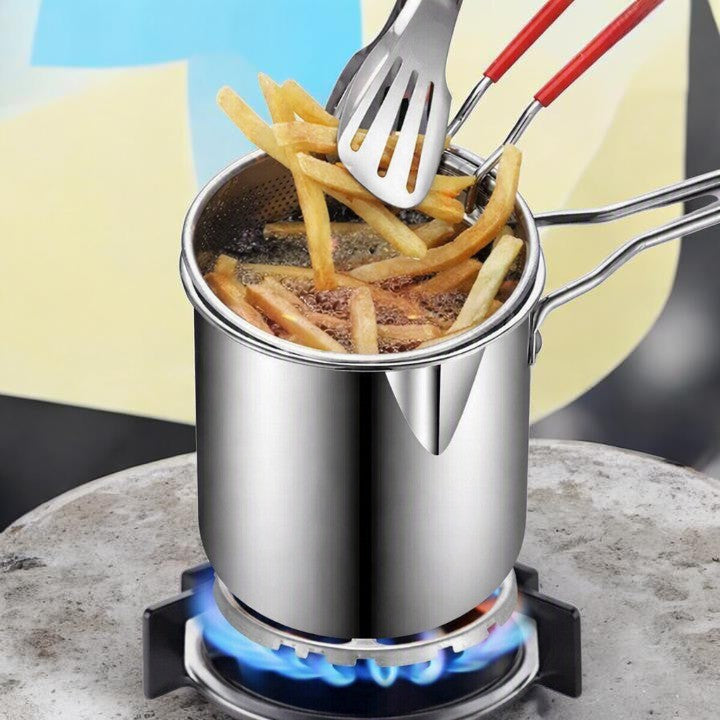 Premium Deep Frying Pot with Strainer Basket.