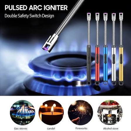 Rechargeable Arc Light Metal | Kitchen USB Arc Lighter With Hanging Hook | Metal Rechargeable Light